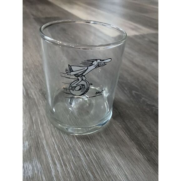 Vintage BC Caveman on Wheel drinking glass By John Hart Marathon promotional - Picture 1 of 8